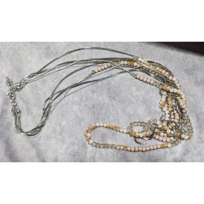 Vera Wang Multilayer Glass Beaded Silver Tone Chain Necklace