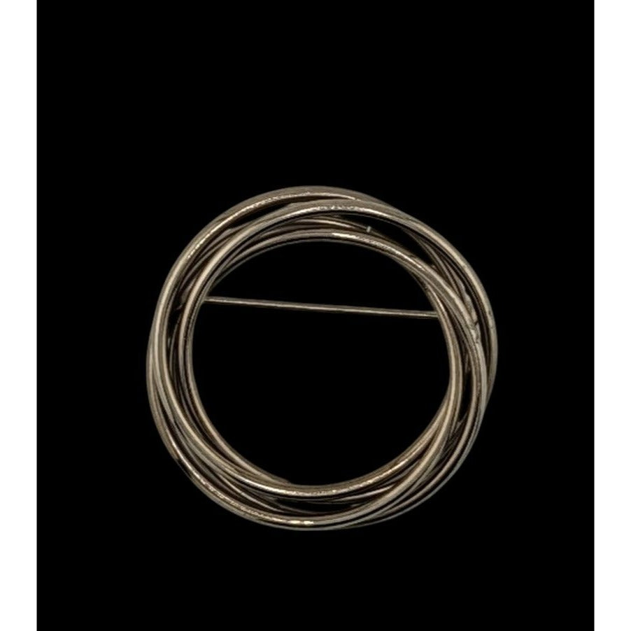 Vintage Layered Circular Tube Ring Silver Tone Brooch