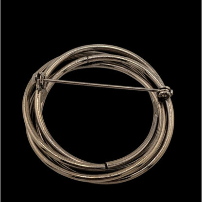 Vintage Layered Circular Tube Ring Silver Tone Brooch