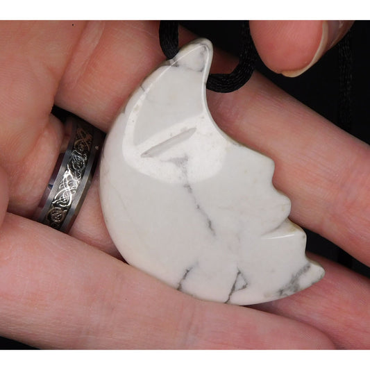 Whimsygoth Witchy Howlite Moon Necklace