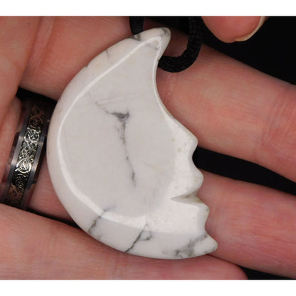 Whimsygoth Witchy Howlite Moon Necklace