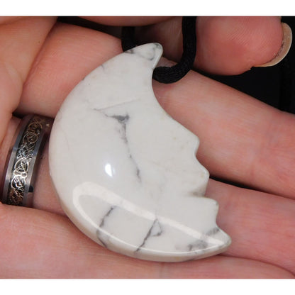 Whimsygoth Witchy Howlite Moon Necklace