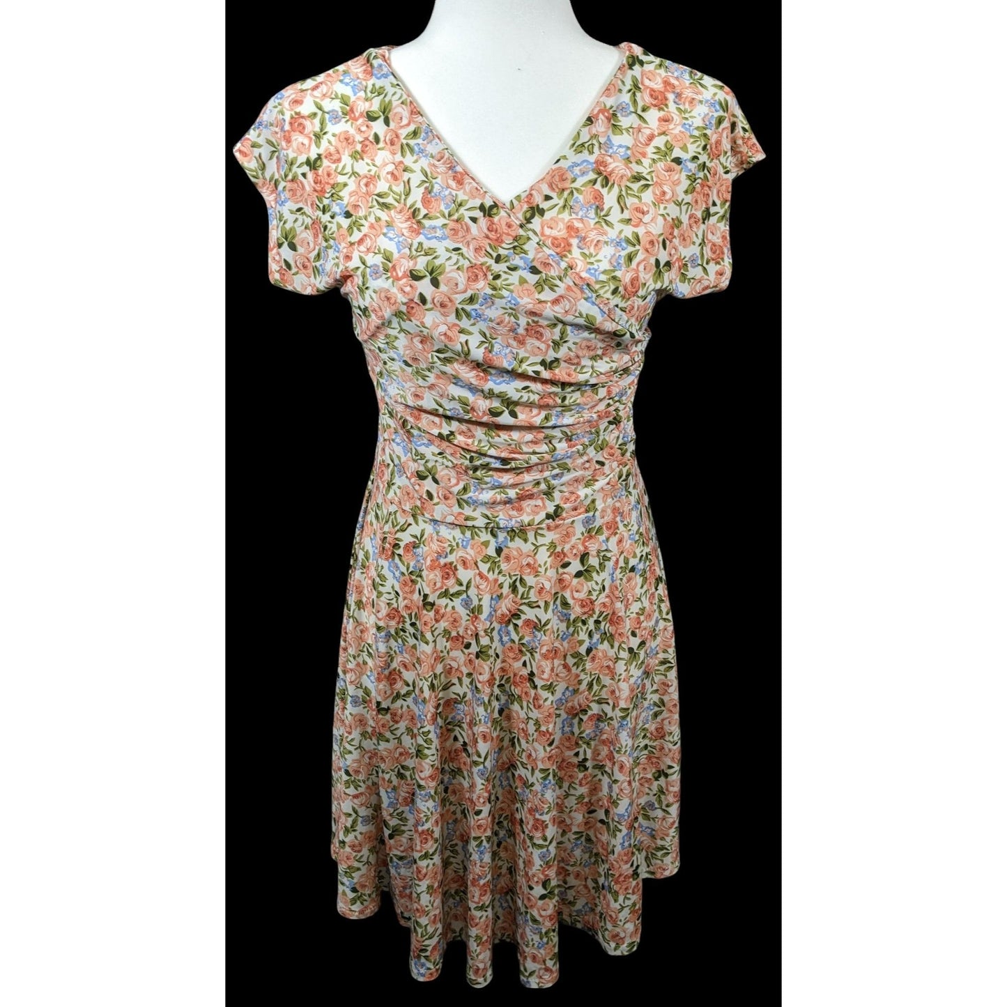 Retro Floral Coquette Faux Warp Casual Dress