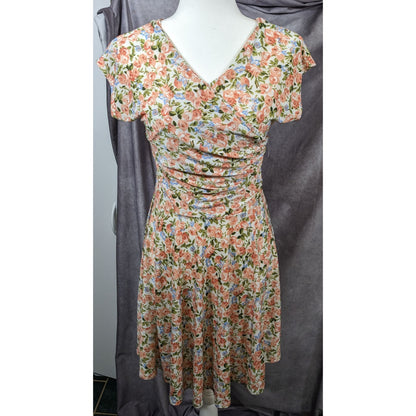 Retro Floral Coquette Faux Warp Casual Dress