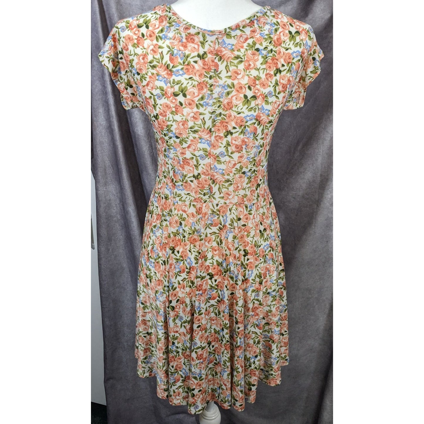 Retro Floral Coquette Faux Warp Casual Dress