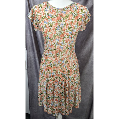 Retro Floral Coquette Faux Warp Casual Dress