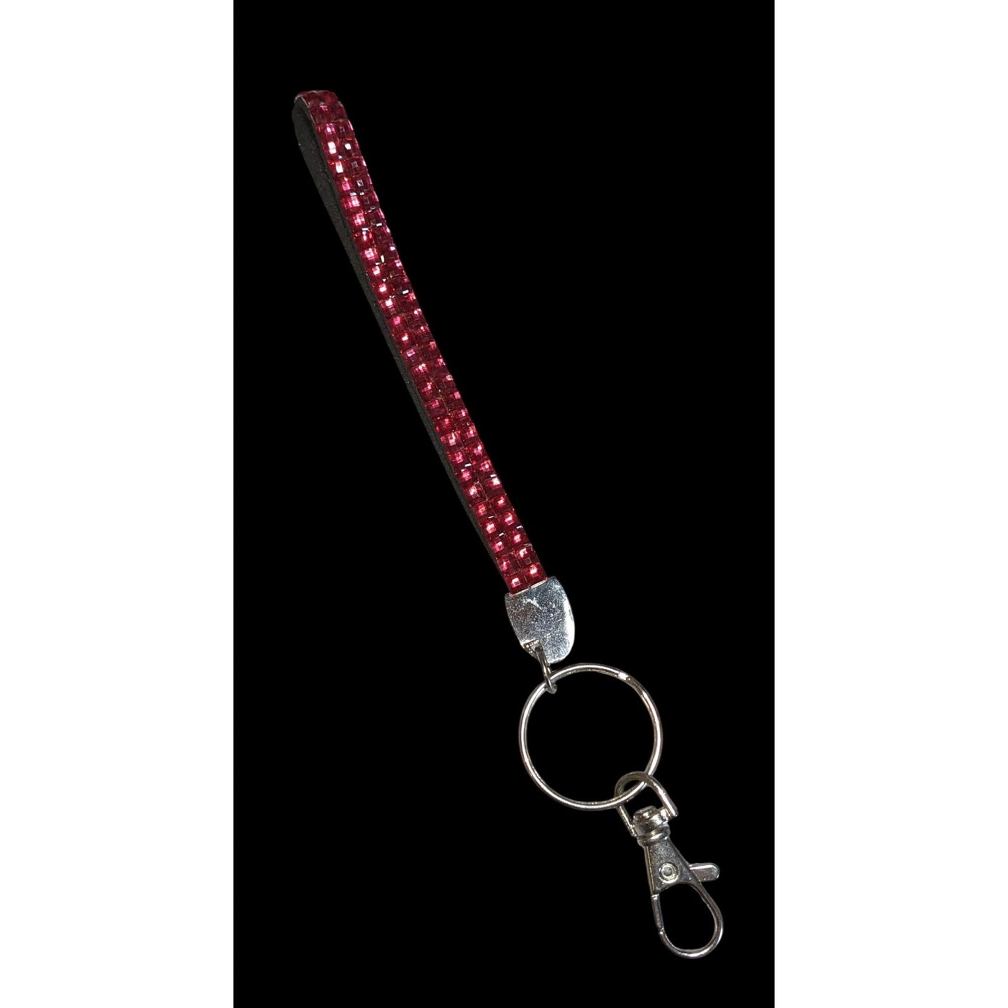 Glam Red Rhinestone Wristlet Keychain Sparkly Crystal Strap Bag Charm