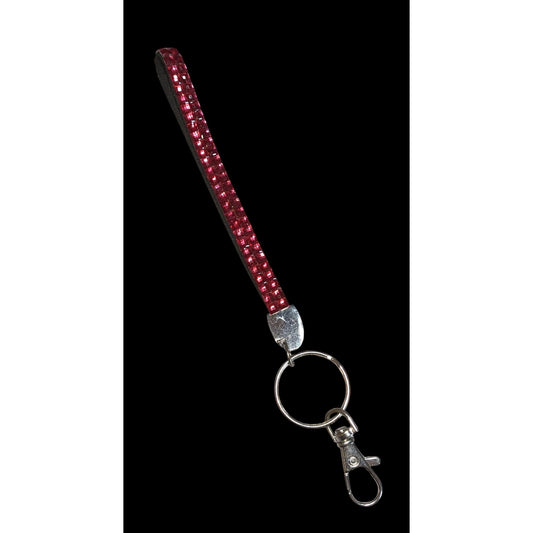Glam Red Rhinestone Wristlet Keychain Sparkly Crystal Strap Bag Charm