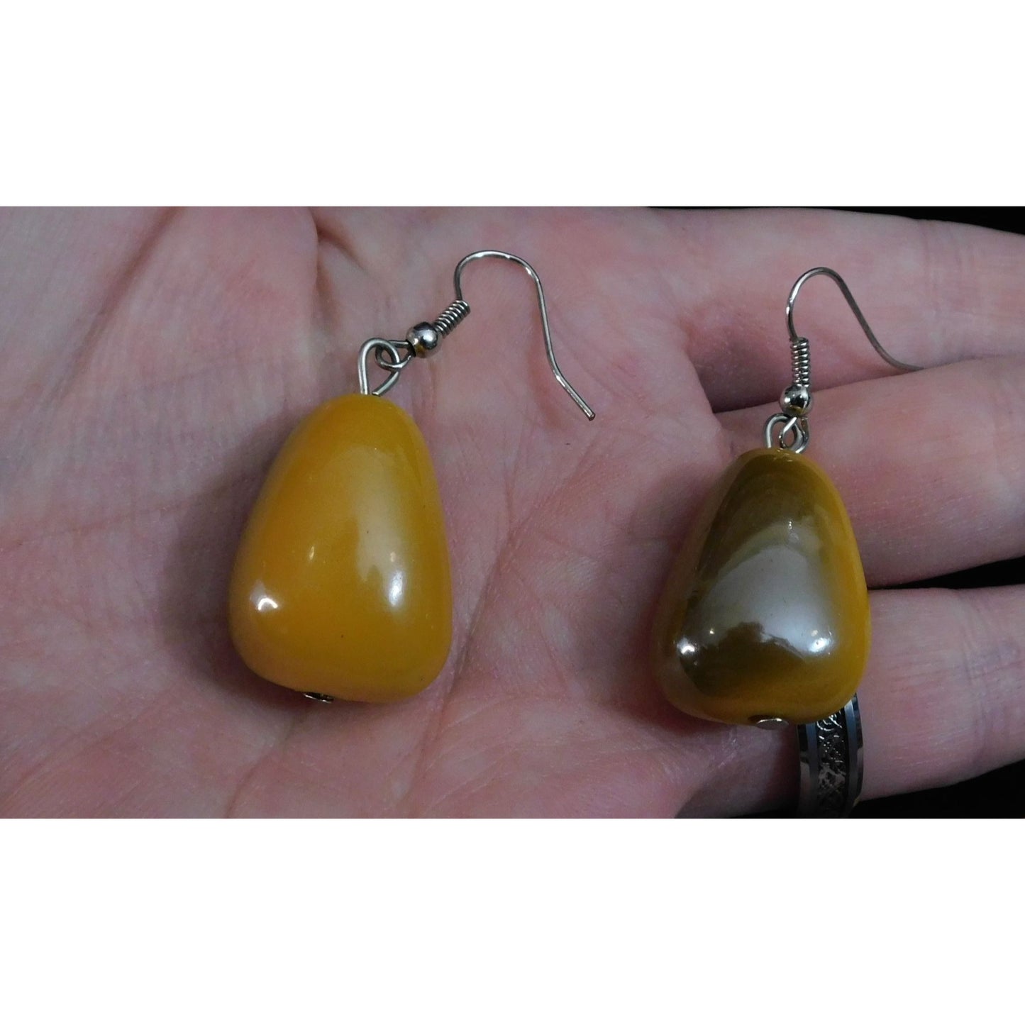 Abstract Orange And Brown Mottled Drop Earrings