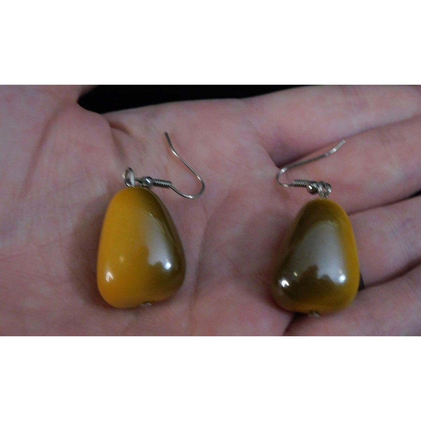 Abstract Orange And Brown Mottled Drop Earrings