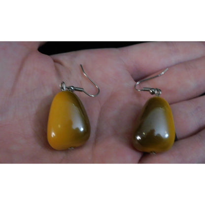 Abstract Orange And Brown Mottled Drop Earrings