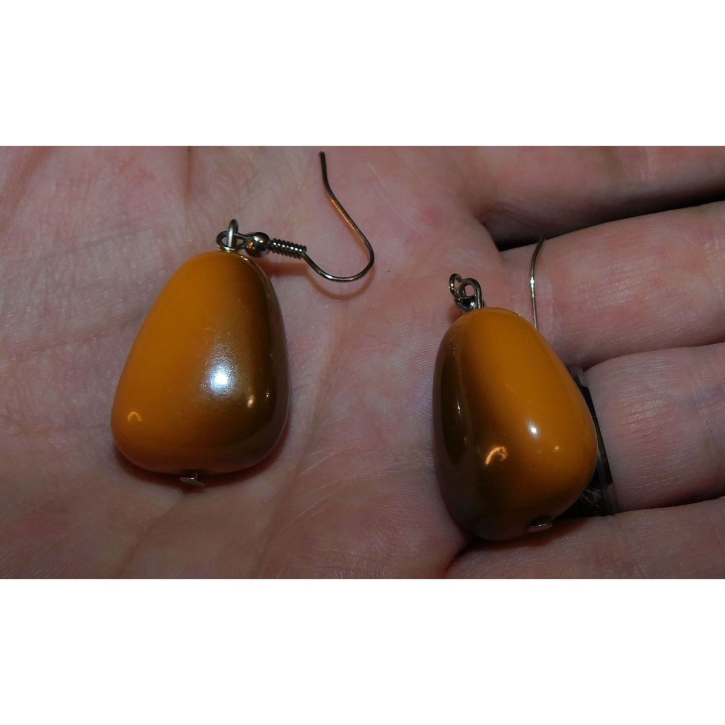 Abstract Orange And Brown Mottled Drop Earrings
