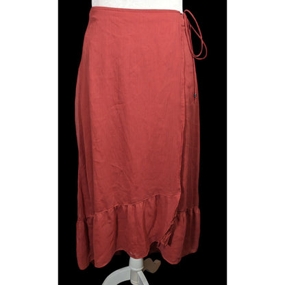 Abercrombie & Fitch Preppy Boho Burgundy Ruffled Wrap Skirt