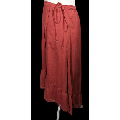 Abercrombie & Fitch Preppy Boho Burgundy Ruffled Wrap Skirt
