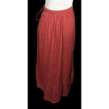 Abercrombie & Fitch Preppy Boho Burgundy Ruffled Wrap Skirt