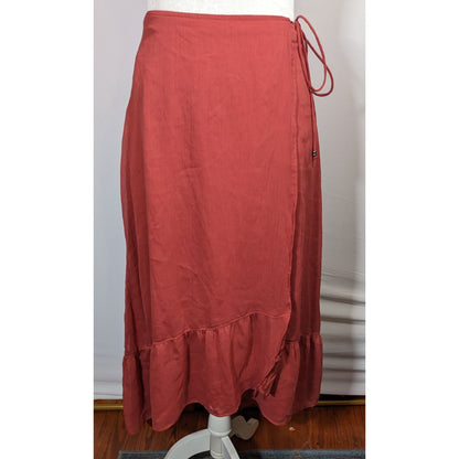 Abercrombie & Fitch Preppy Boho Burgundy Ruffled Wrap Skirt