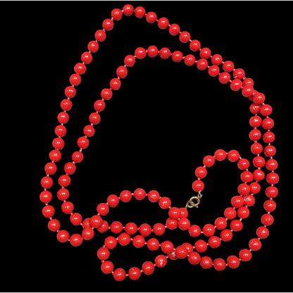 Retro Casual Red Beaded Extra Long Necklace