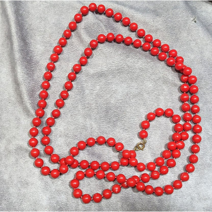 Retro Casual Red Beaded Extra Long Necklace