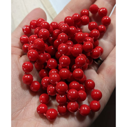 Retro Casual Red Beaded Extra Long Necklace