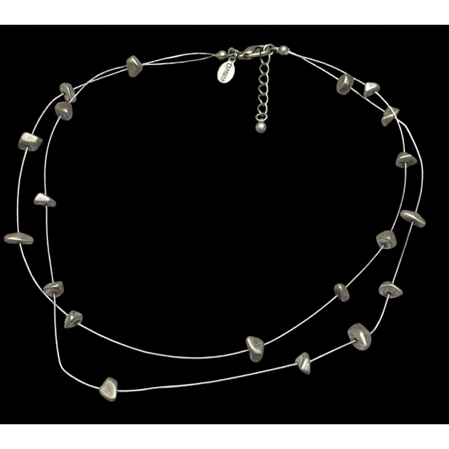 Express Y2K Floating Metal Chip Layered Necklace