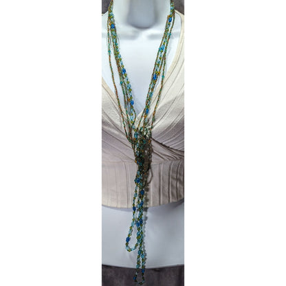 Mermaidcore Cool Tone Knotted Layered Glass Necklace
