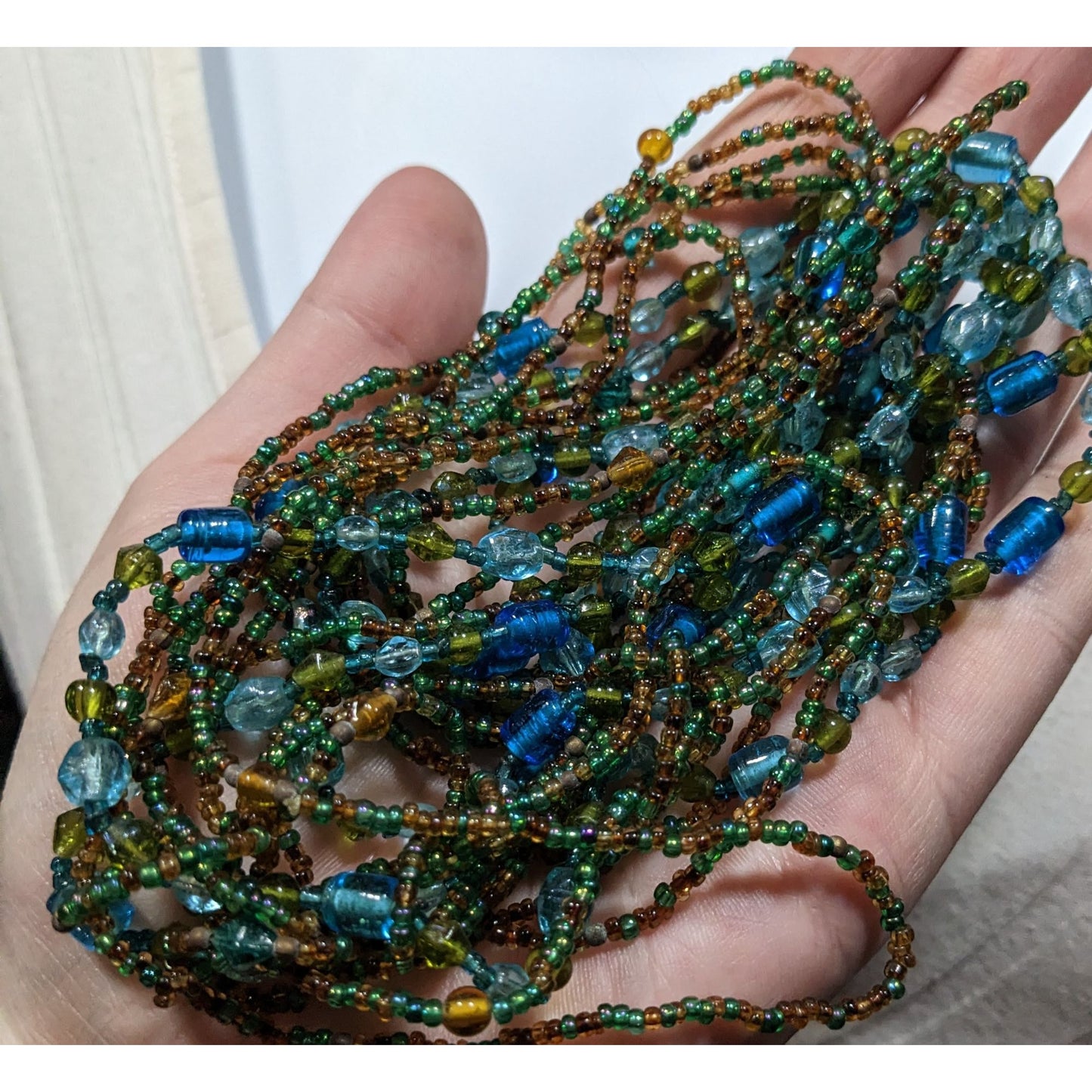 Mermaidcore Cool Tone Knotted Layered Glass Necklace