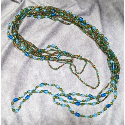 Mermaidcore Cool Tone Knotted Layered Glass Necklace