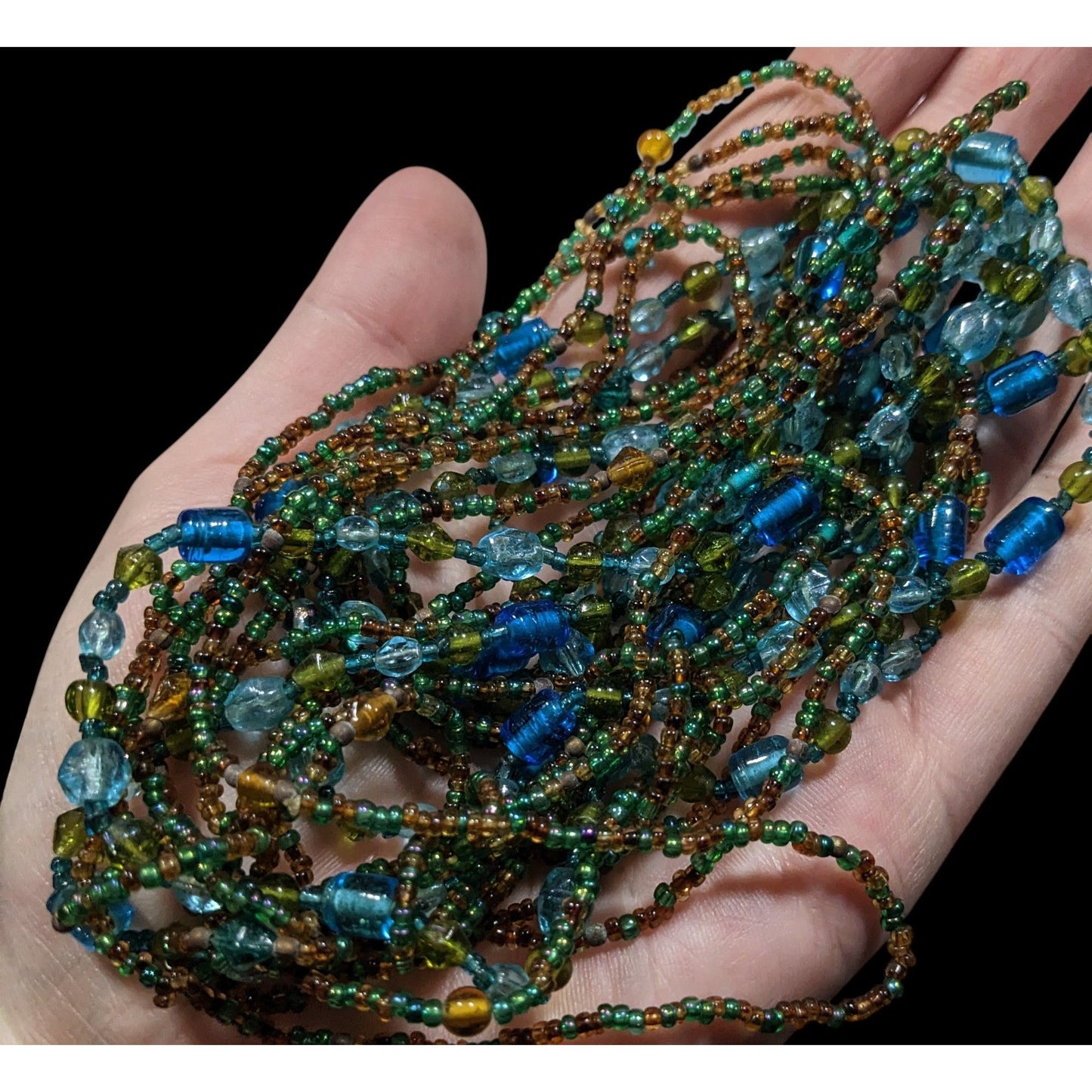 Mermaidcore Cool Tone Knotted Layered Glass Necklace