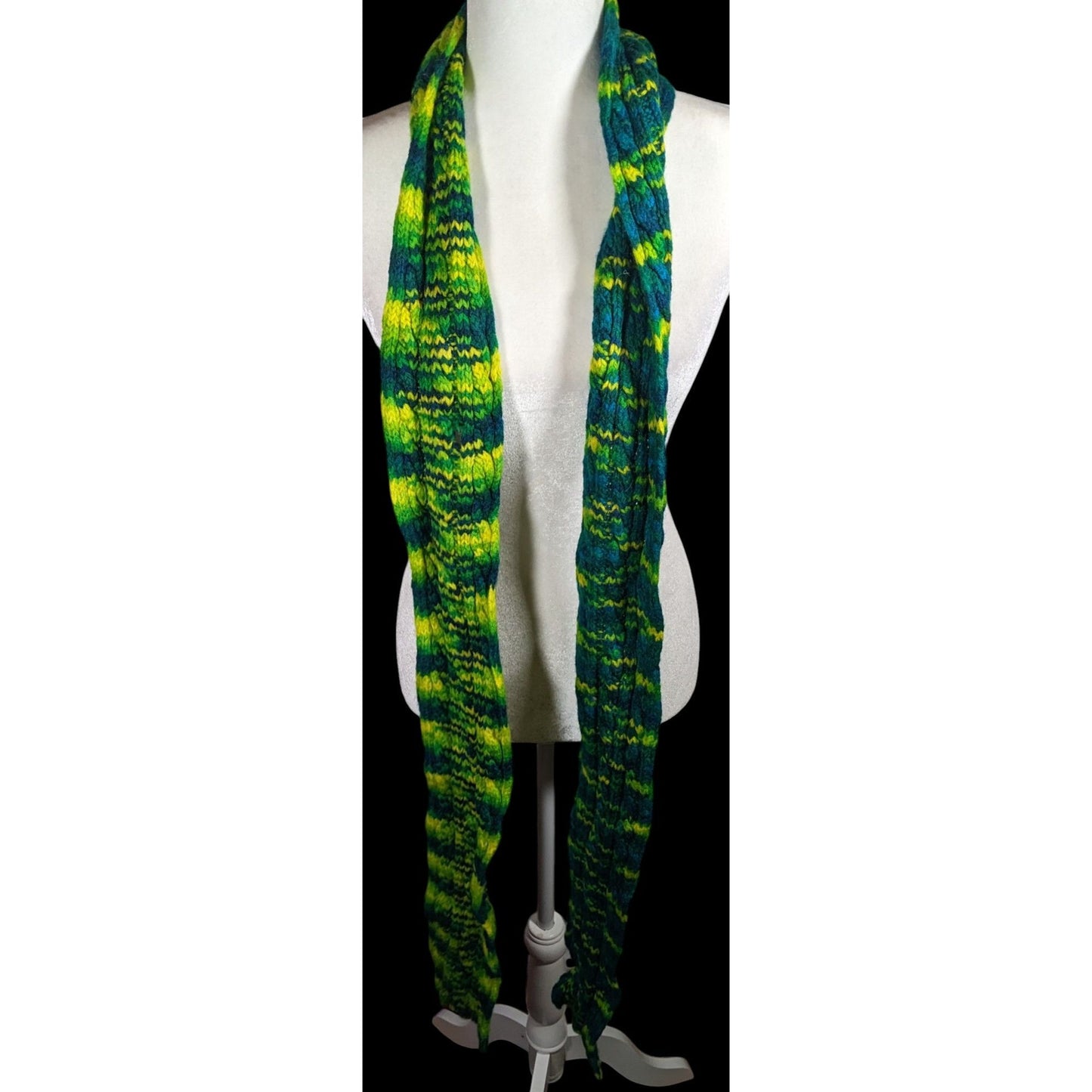 Handmade Cybergoth Dragon Blue Yellow And Neon Green Scarf