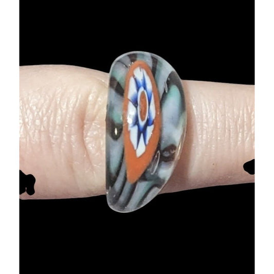 Vintage 90s Hand Blown Millefiori Sun Glass Ring Size 8 3/4