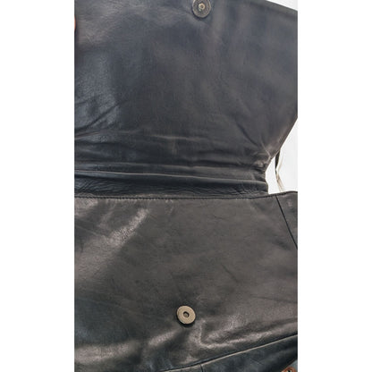 Zara Black Faux Leather Shoulder Bag With Mirrored Accents & Chain Strap