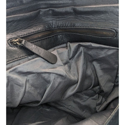 Zara Black Faux Leather Shoulder Bag With Mirrored Accents & Chain Strap