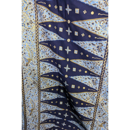 Blue Batik Peacock Sarong Wrap 68x45 Inches With Intricate Floral & Bird Design