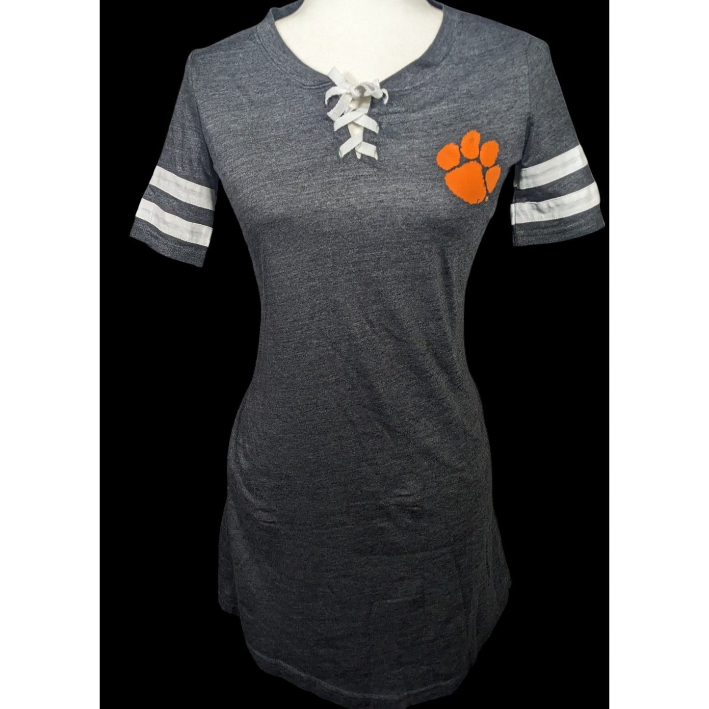 Charcoal Clemson Tigers All-Star Lace-Up Tri-Blend Tee Dress Size XS
