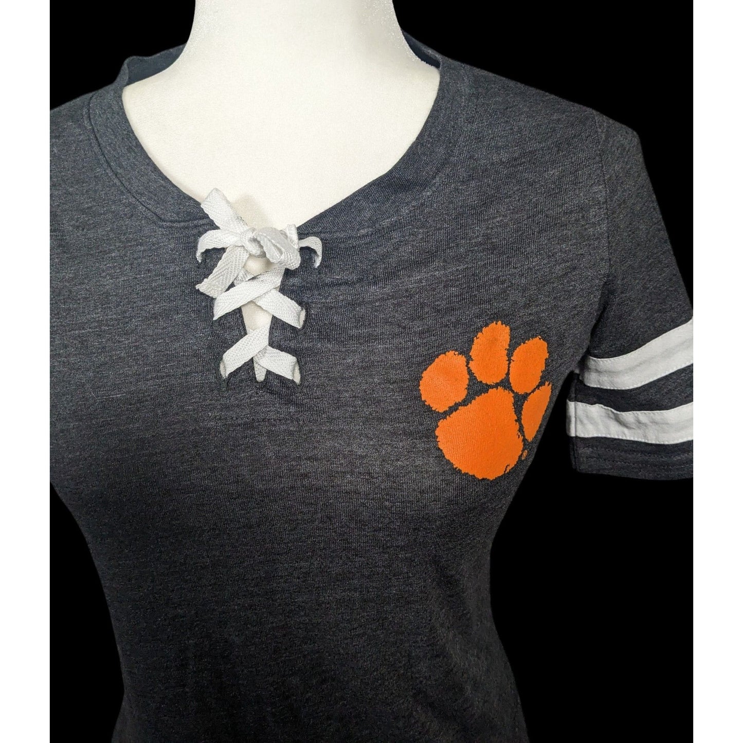 Charcoal Clemson Tigers All-Star Lace-Up Tri-Blend Tee Dress Size XS