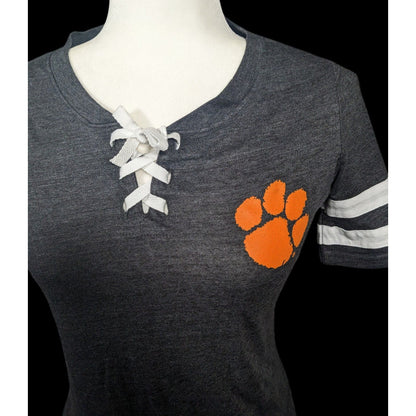 Charcoal Clemson Tigers All-Star Lace-Up Tri-Blend Tee Dress Size XS