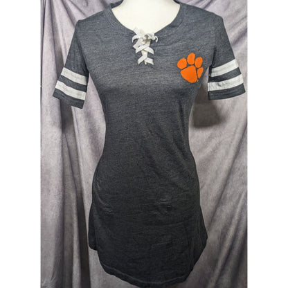 Charcoal Clemson Tigers All-Star Lace-Up Tri-Blend Tee Dress Size XS