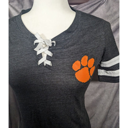 Charcoal Clemson Tigers All-Star Lace-Up Tri-Blend Tee Dress Size XS