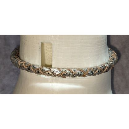 Minimalist Edgy Silver Braided Leather RM Bracelet