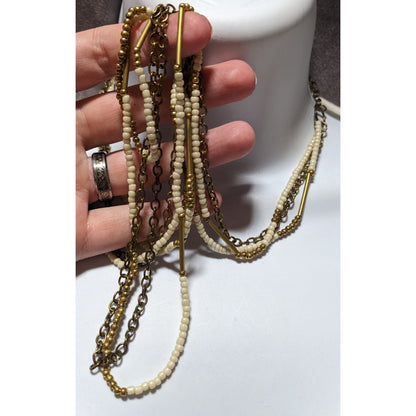 Gold White Multilayer Bohemian Necklace