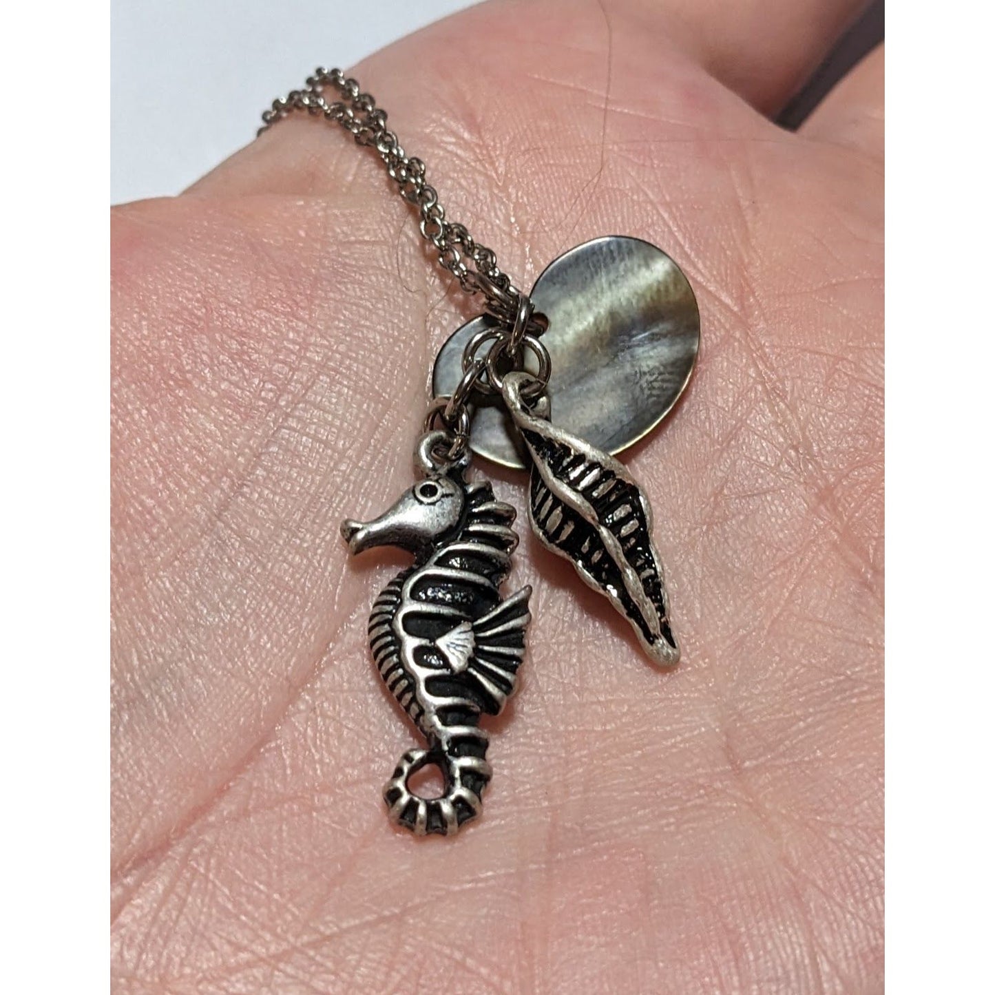 Seahorse Seashell Mermaid Charm Necklace