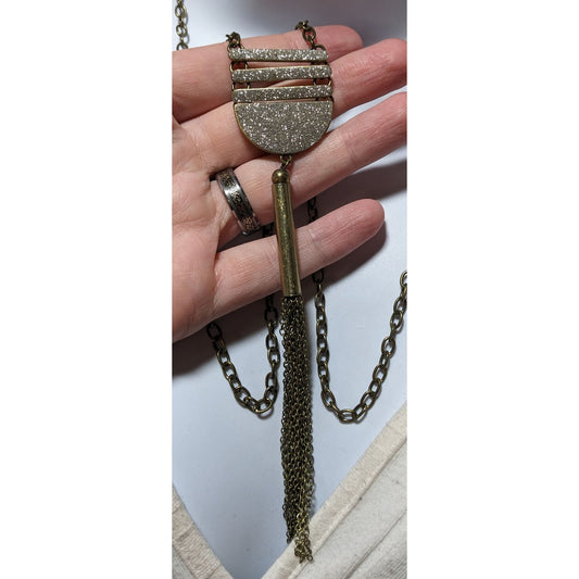 Silver Glitter Tassel Necklace
