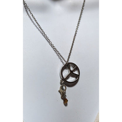 Silver Peace Sign  Chain Charm  Necklace