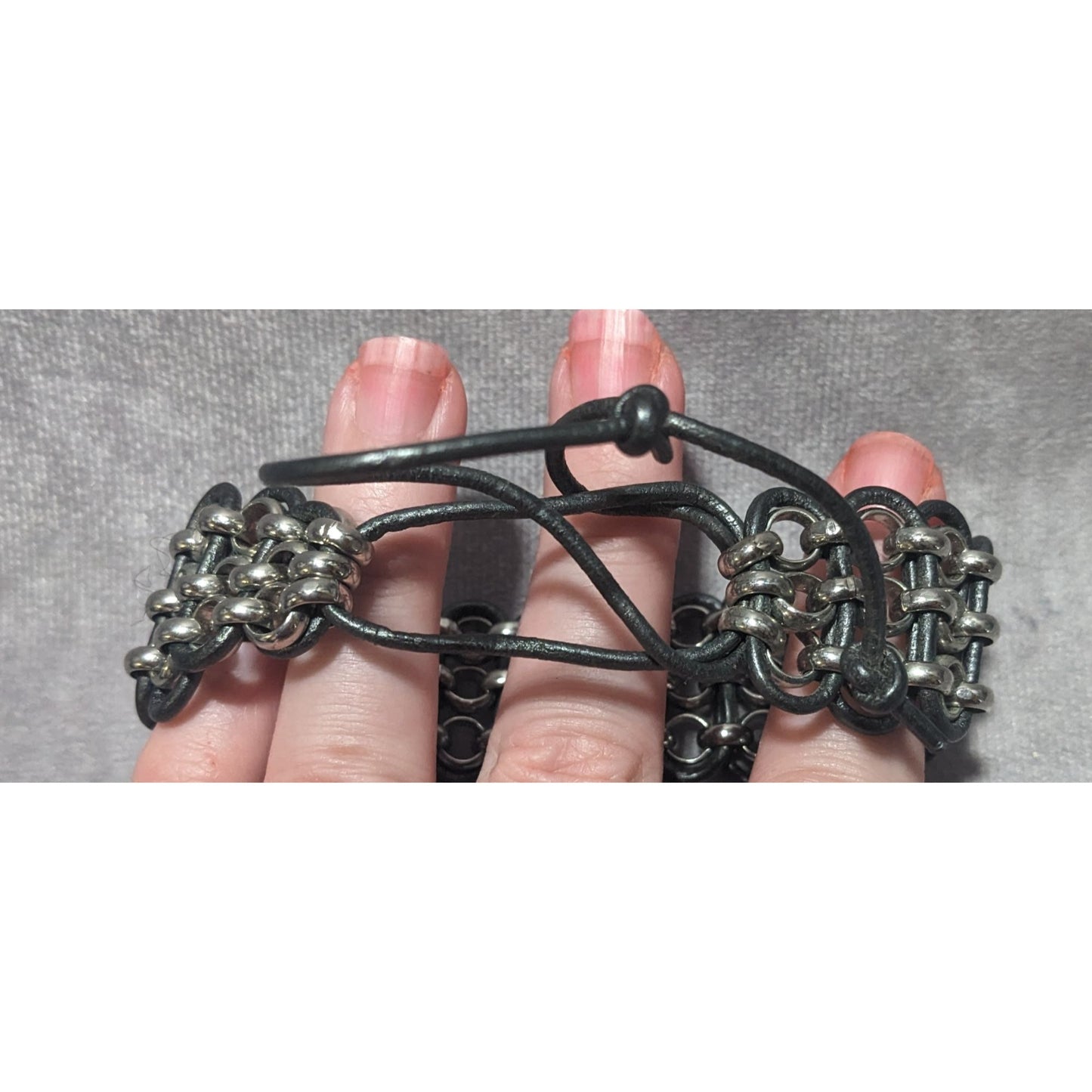 Leather Woven Rolo Chain Bracelet