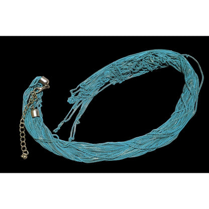 Abstract Blue Multilayer Chain Necklace