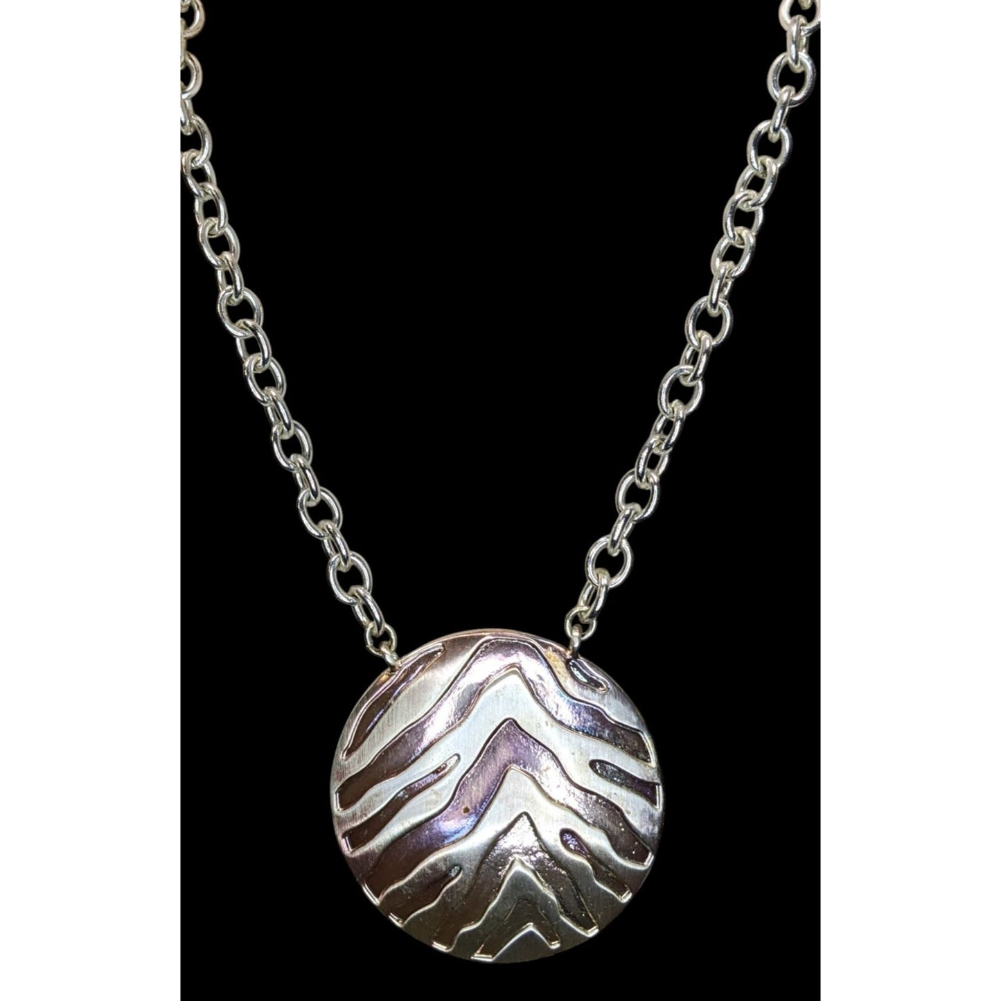 Dana Buchman Zebra Pendant Necklace Chunky Chain Silver Safari Statement