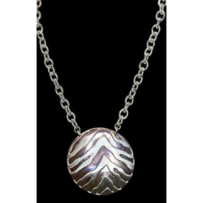 Dana Buchman Zebra Pendant Necklace Chunky Chain Silver Safari Statement