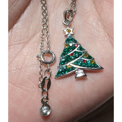 Minimalist Rhinestone Christmas Tree Necklace