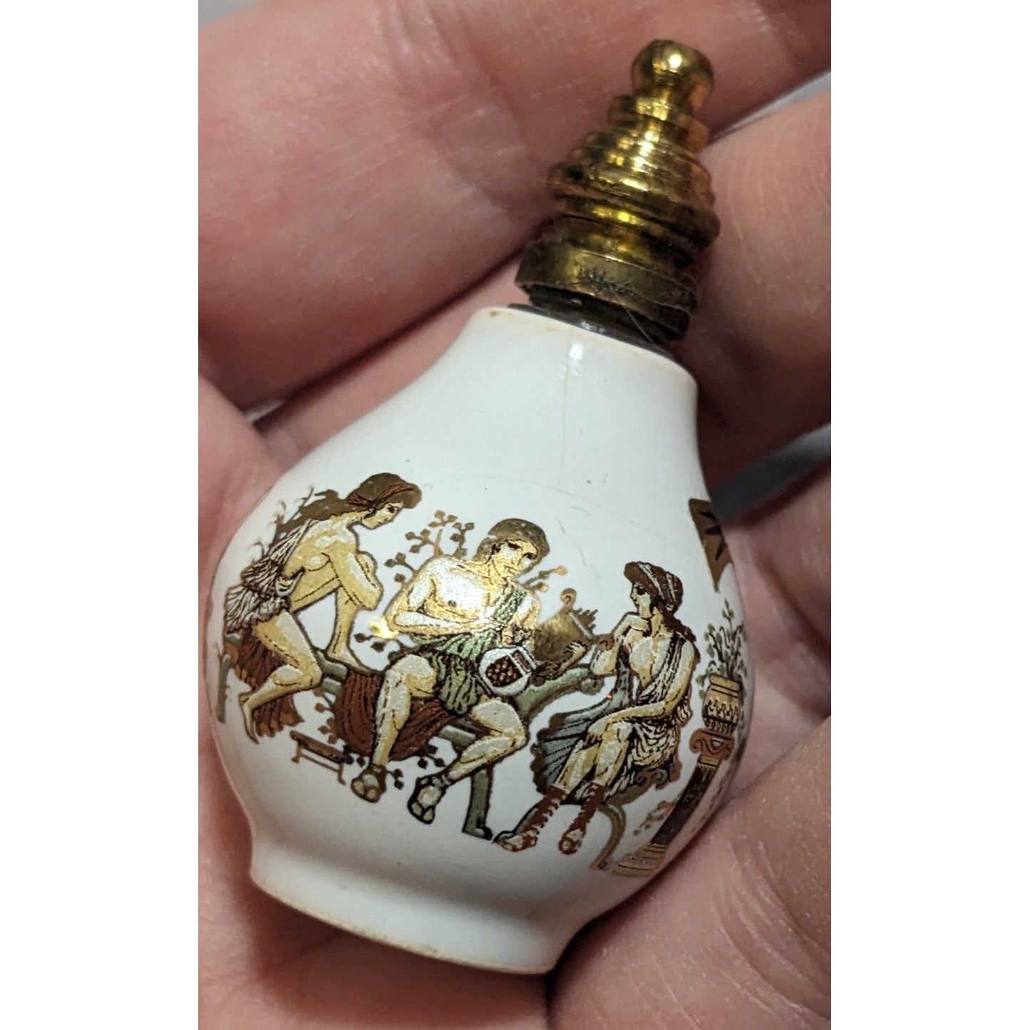 Vintage Greek Hand Painted Perfume Bottle