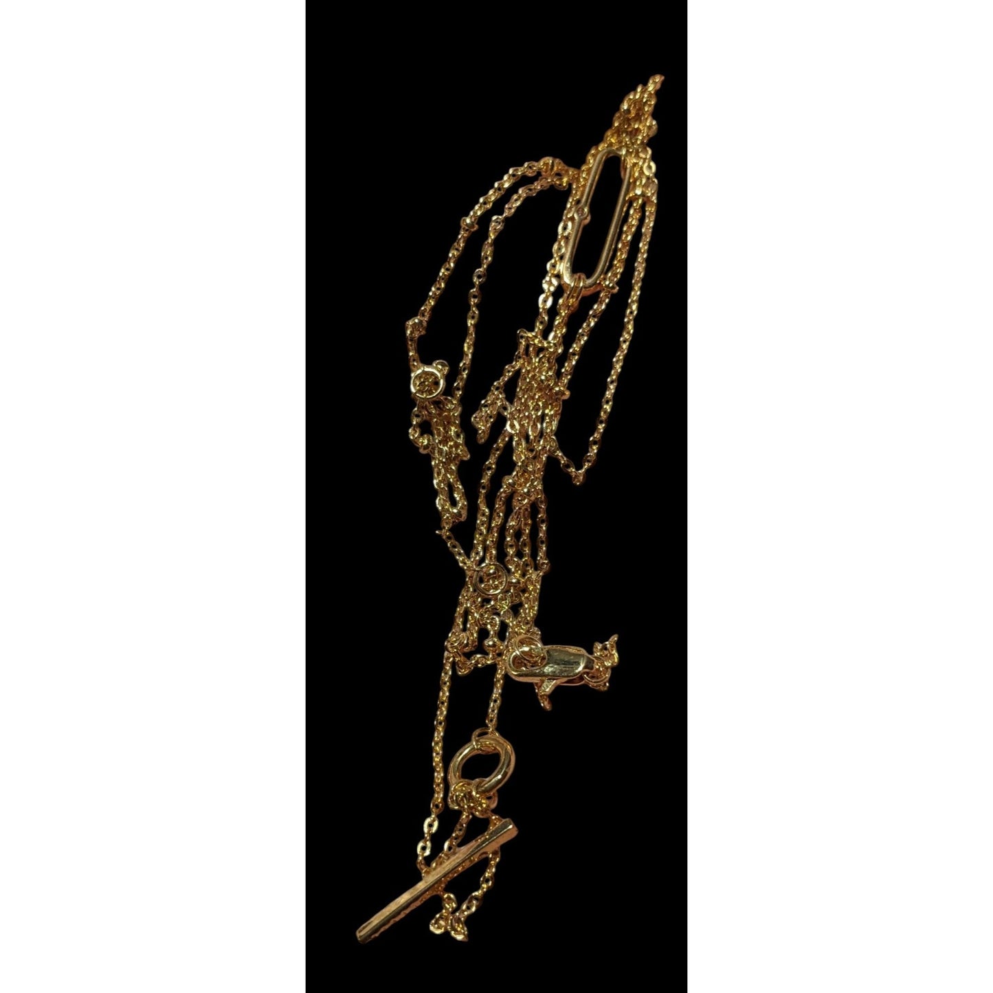 Minimalist Crystal Gold Tone Abstract Dainty Multilayer Necklace